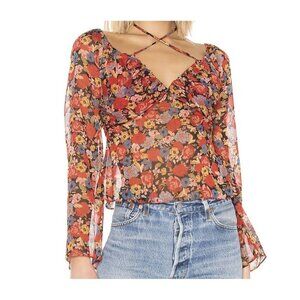 House of Harlow X Revolve Tess Blouse Floral Peasant Boho Top Cottagecore XL